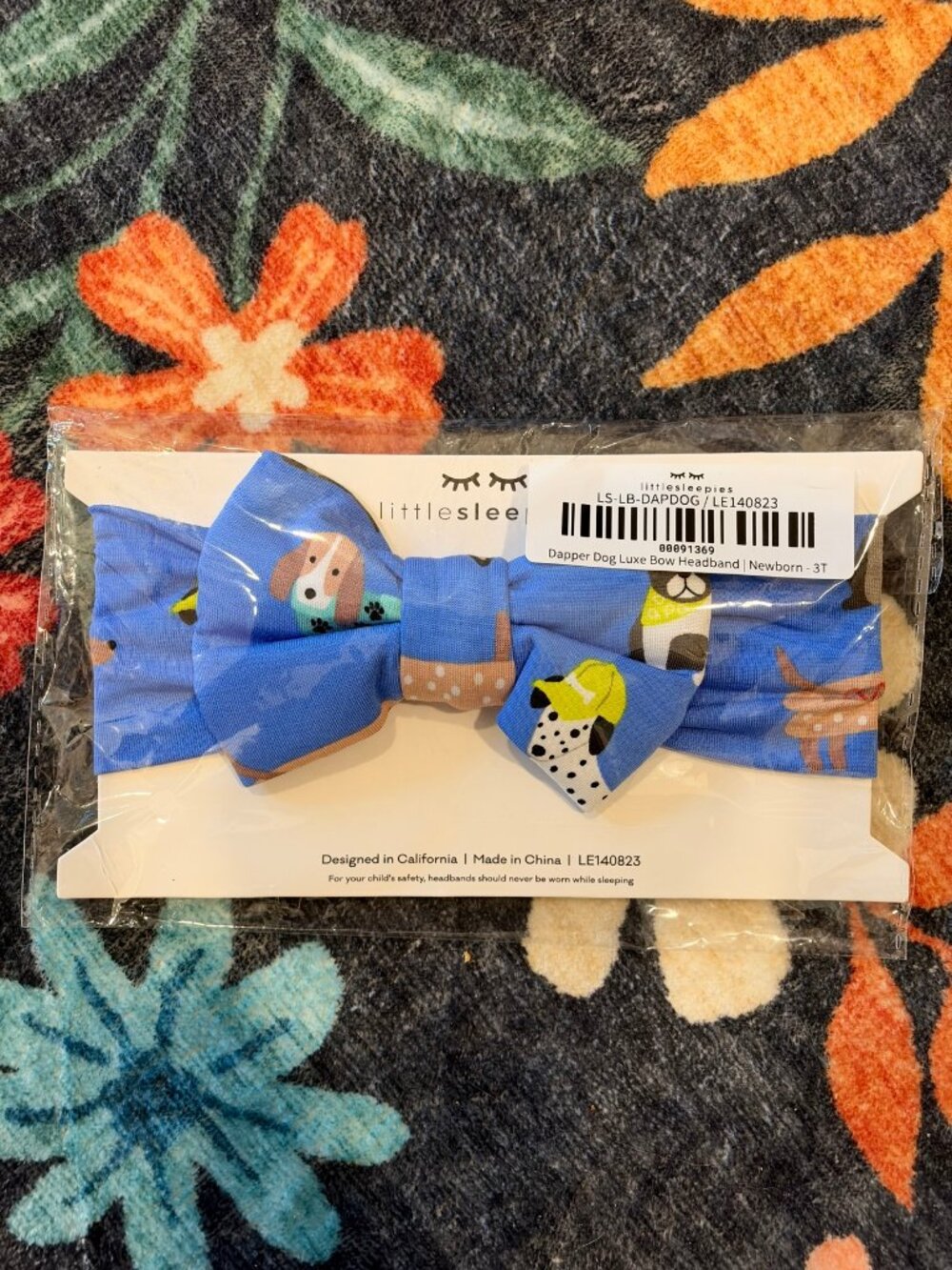 Little Sleepies Dapper Dogs Luxe Bow Headband NWT